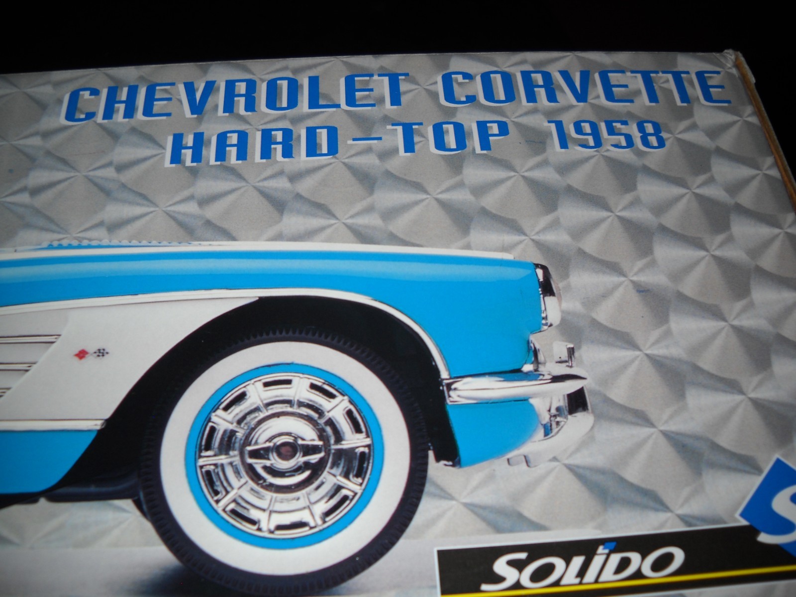 😎–SOLIDO REF.#1202**1958 CHEVROLET CORVETTE–1/12 BLUE H.T.w/REMOVABLE TOP😎