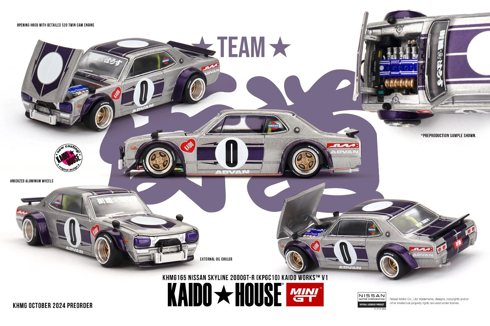 Kaido House x Mini GT 1:64 Nissan 2000GT-R (KPGC10) Kaido Works V1 KHMG165