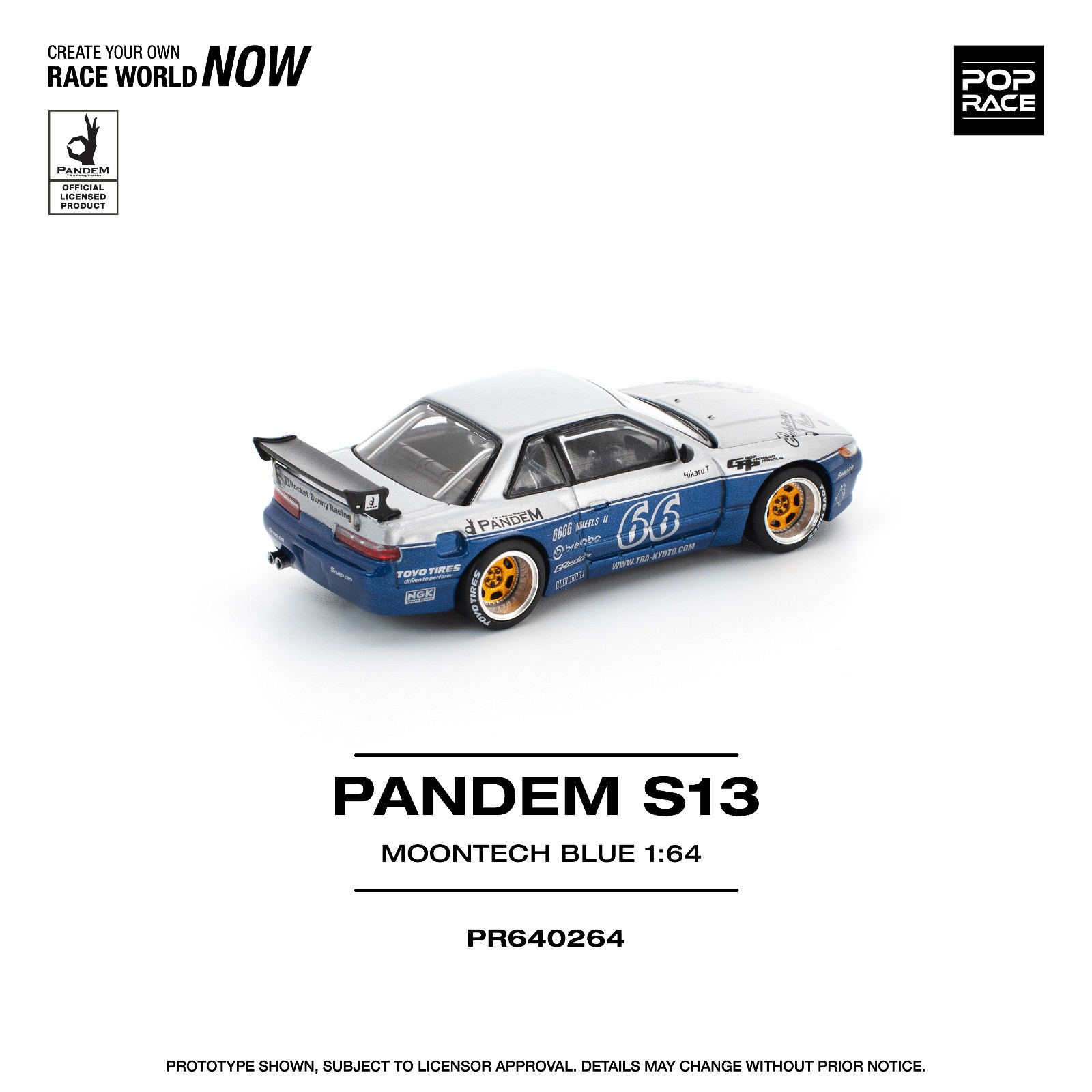 Pop Race Nissan Pandem Nissan Silvia S13 – Moontech Blue 1:64 Diecast PR640264