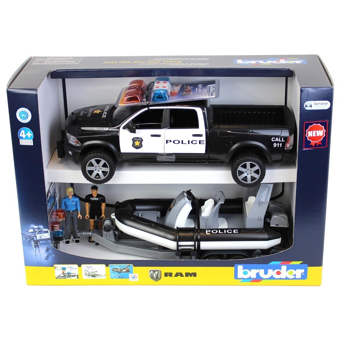 1/16 Ram 2500 Police Pickup Truck with Trailer & Boat by Bruder 02507
