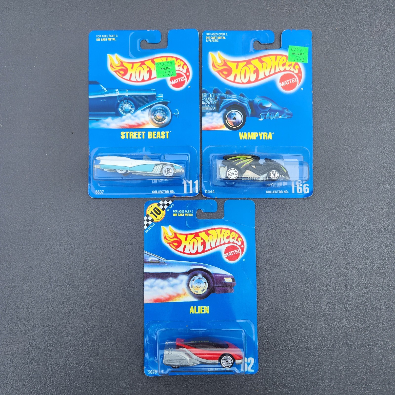 Lot Of 3 Miscellaneous Blue Card Hot Wheels 1:64 Die Cast Cars # 62, # 111 # 166