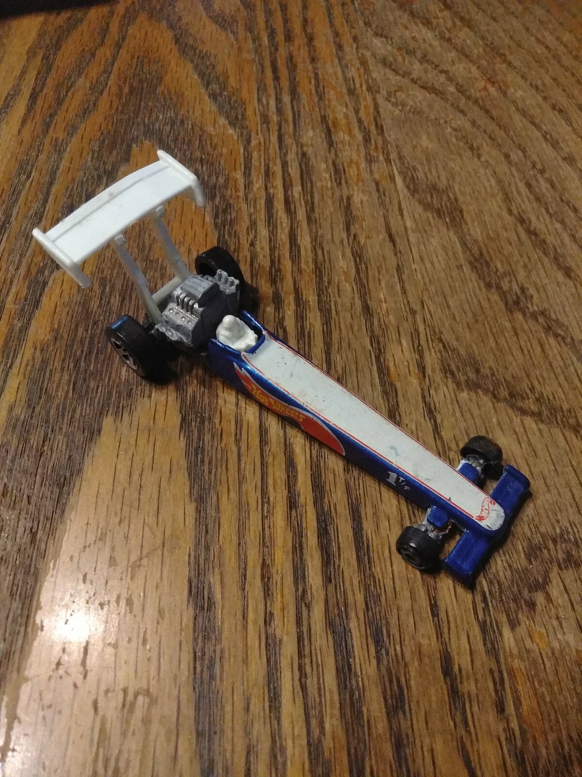 Hot Wheels Blue Race Team Dragster 1T/F w/5 Spoke Wheels Blue 1992 Malaysia