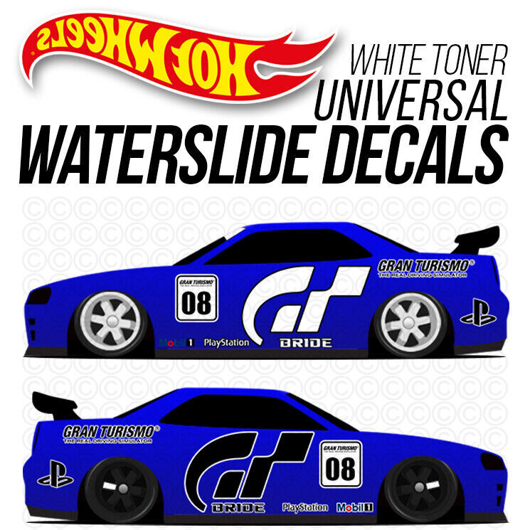 1/64 Scale GRAN TURISMO Custom White Toner Universal WaterSlide Decal Hot Wheel