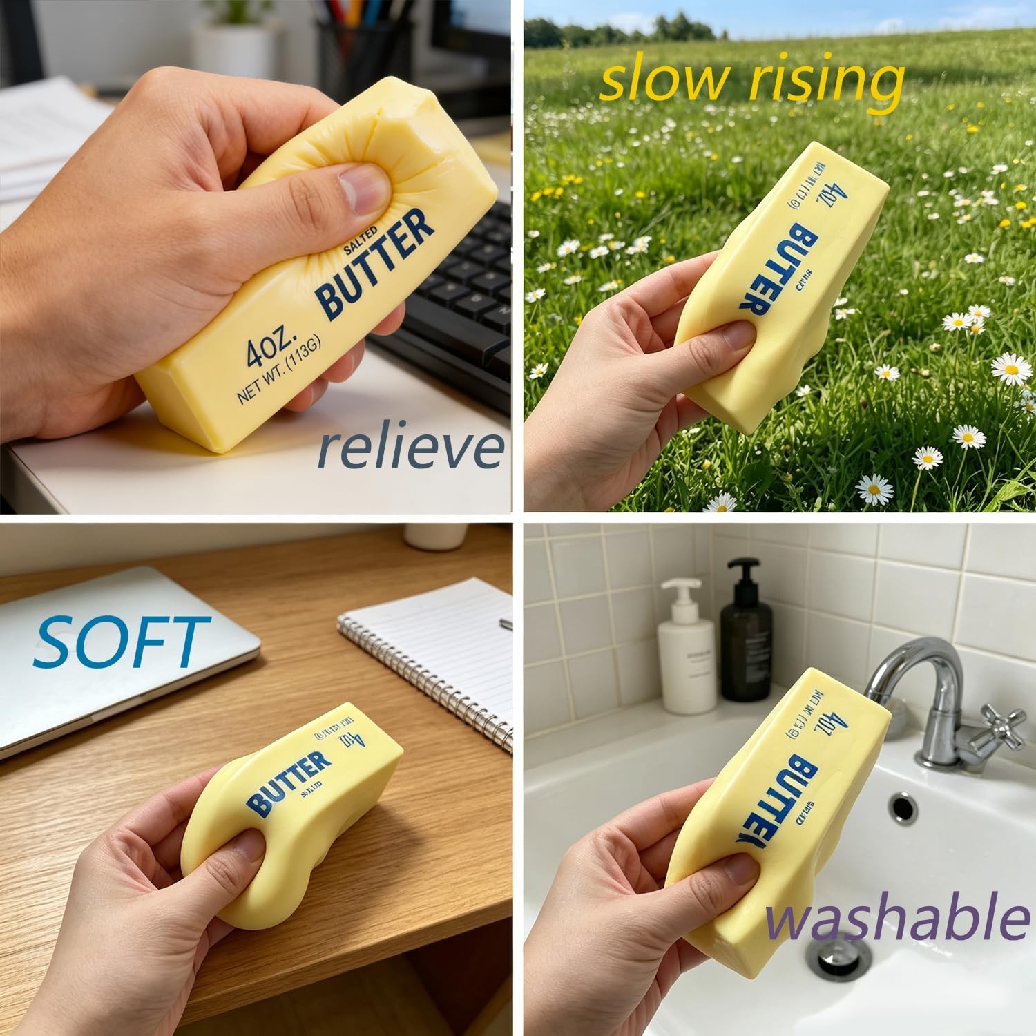 2PCS Butter Squishy Toys，Slow Rebound Butter Squeeze , Sticky Butter Sticks S…