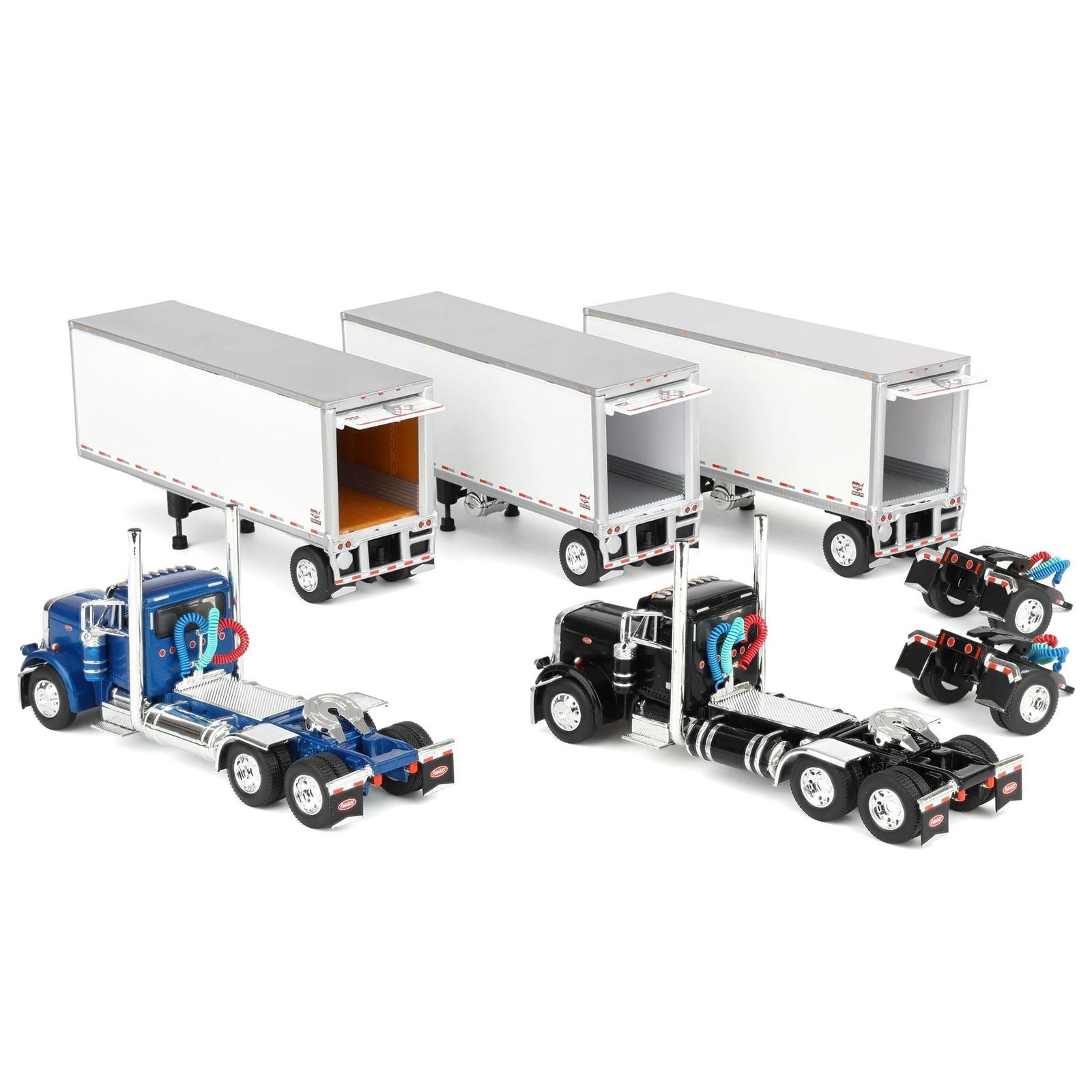 DCP 1/64 Peterbilt 379 Day Cab Wabash DuraPlate Triple Pup Trailers Set 60-2209