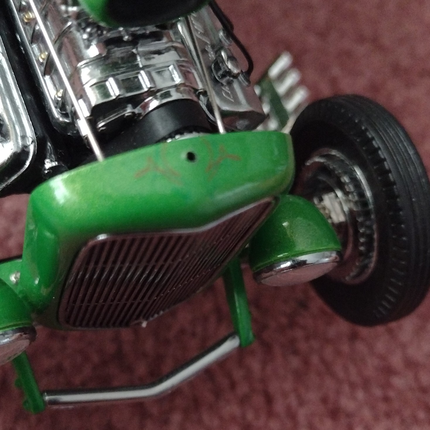 ACME Rat Fink Blown 1932 Ford 3-Window Green Diecast 1:18 Opening Parts