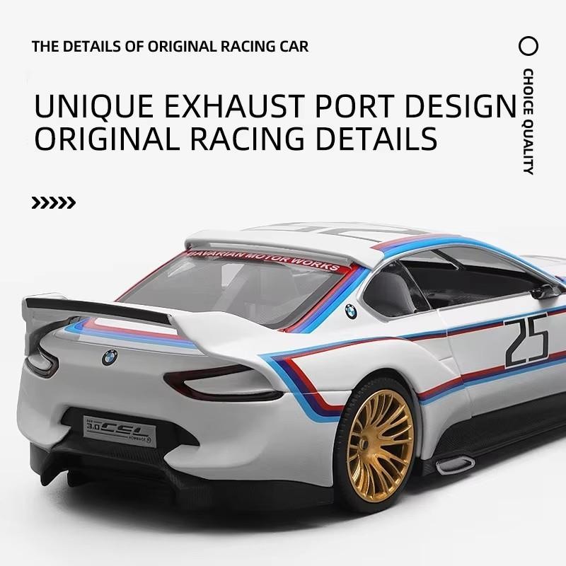 1:24 BMW 3.0 CSL Racing Car Alloy Model Diecast with Sound Light Kids Gift NEW
