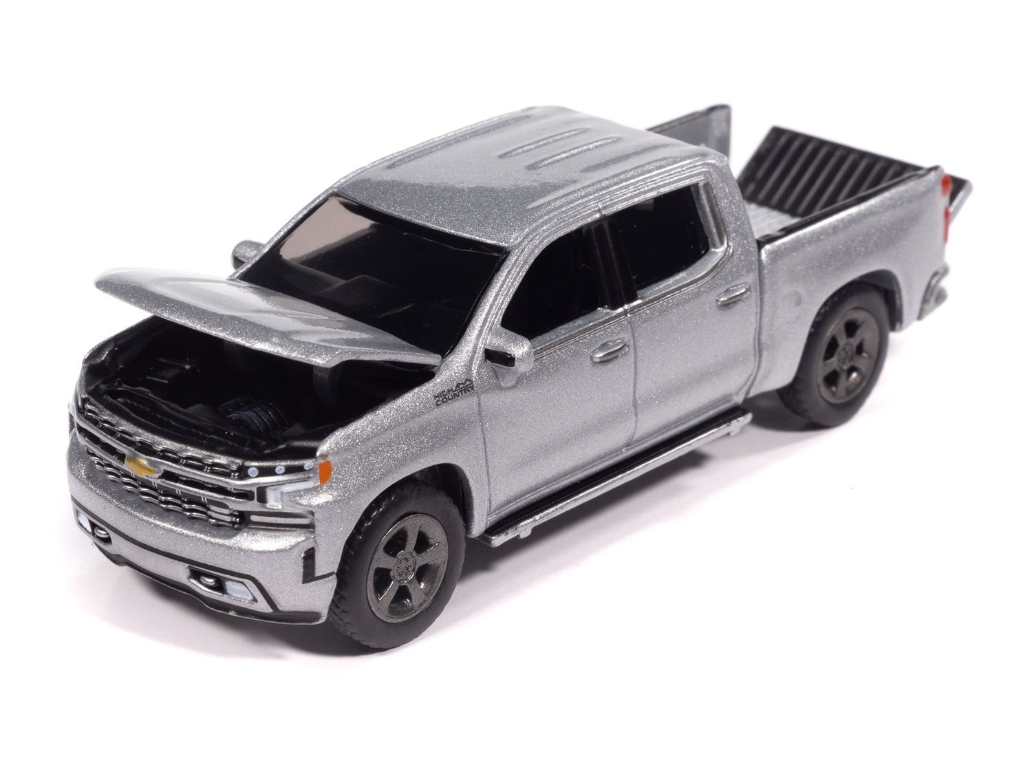 2019 Chevrolet Silverado High Country Silver 1:64 Model by Auto World AWSP215B4I