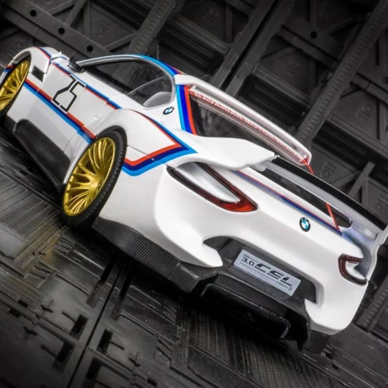 1:24 BMW 3.0 CSL Racing Car Alloy Model Diecast with Sound Light Kids Gift NEW