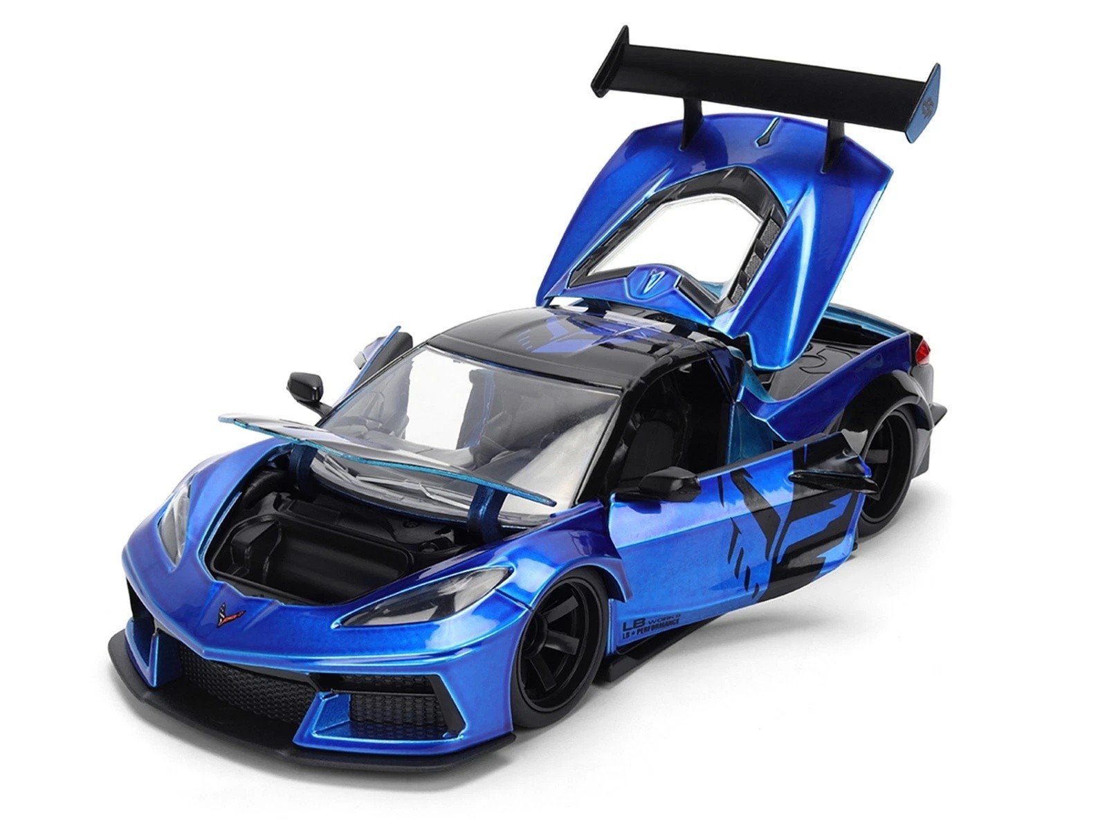 Jada 1:24 Hyper Spec Corvette C8 Liberty Walk Blue Diecast Model Car 36496-P13
