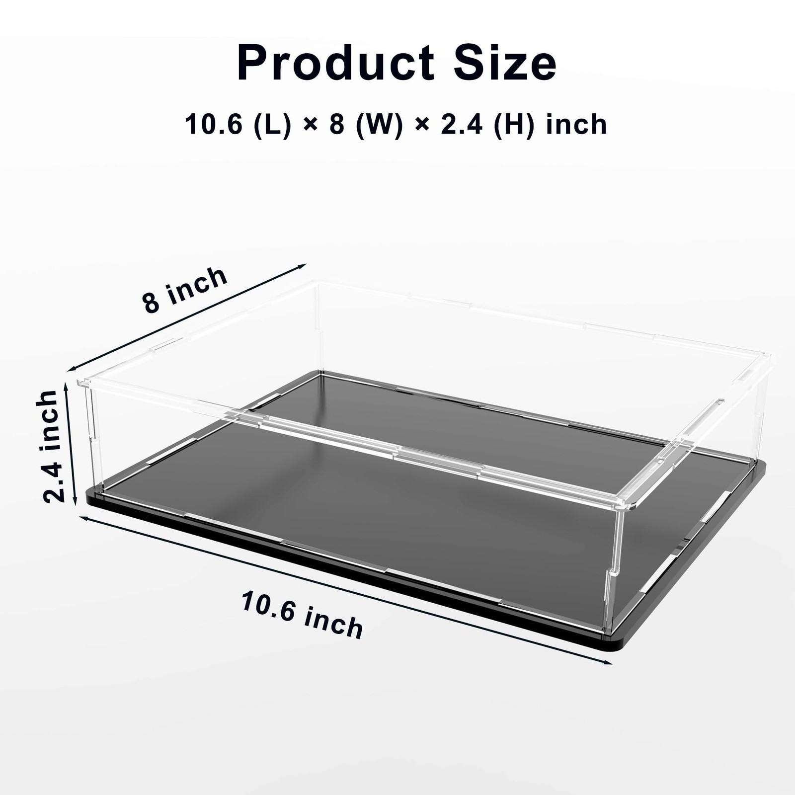 HOPEME Clear Display Case for Book, 10.6×8×2.4 inch, Black Base and Box