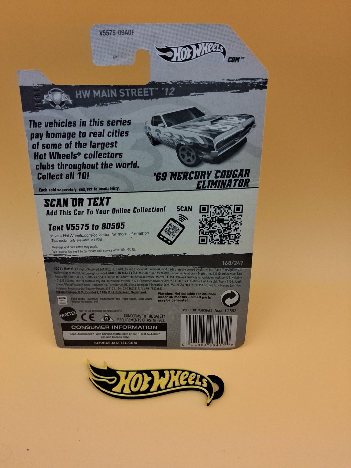2012 Hot Wheels KMART #168 HW Main Street 8/10 69 MERCURY COUGAR ELIMINATOR 🔥58