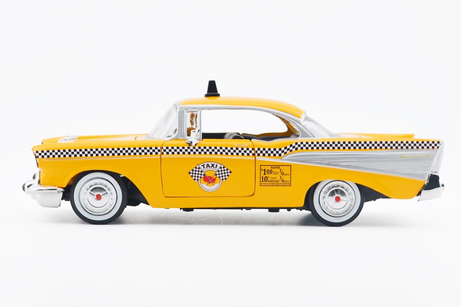 1957 Chevy Bel Air Taxi Diecast Model 1:24 Scale Classic Collectible Car Vehicle