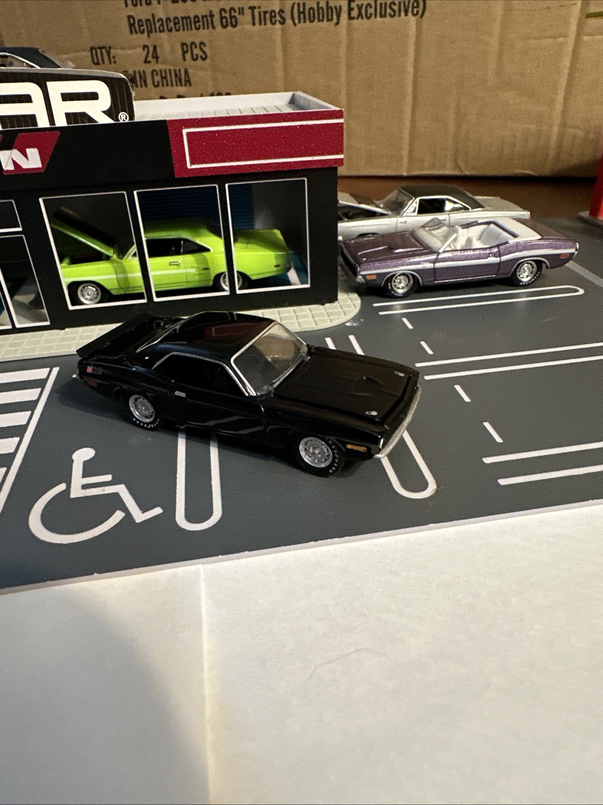2025 Greenlight 1970 AAR Cuda Black With Stand 1/64 Adult Collectible