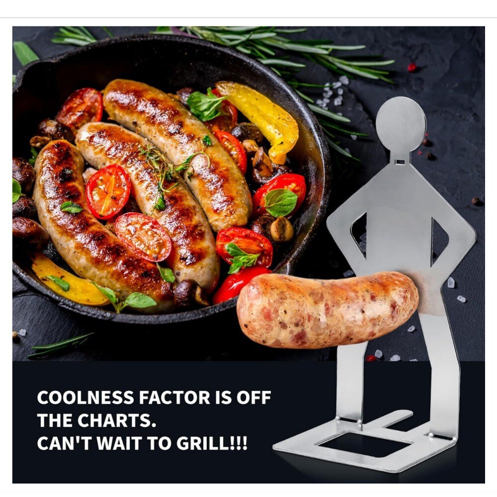 2-4Pcs Foldable BBQ Grill Rack Standing Man Shape Funny Hot Dog Roaster Holder