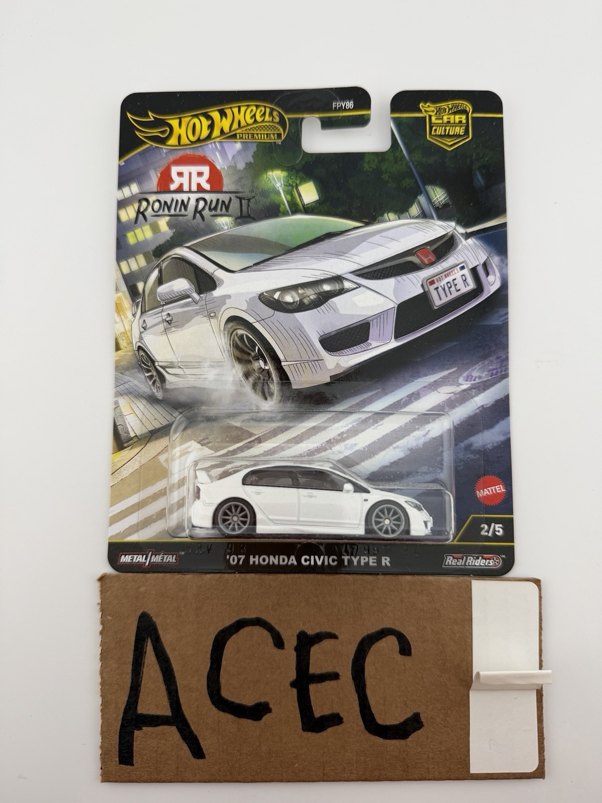 2025 HOT WHEELS CAR CULTURE RONIN RUN II 2007 ‘07 HONDA CIVIC TYPE R WHITE