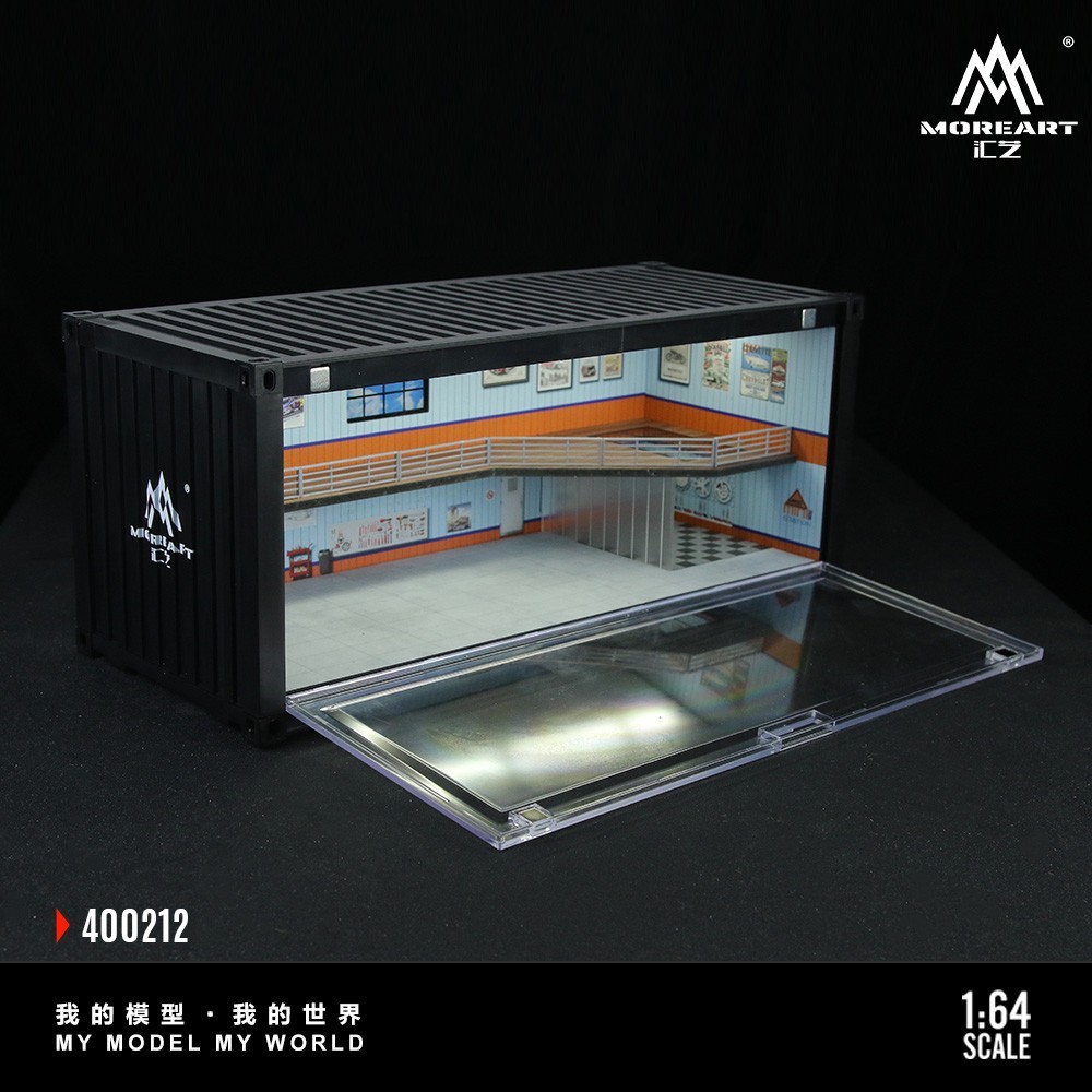 Diorama 1/64 Parking Lot Model LED Lighting Container Garage Display Case Scene
