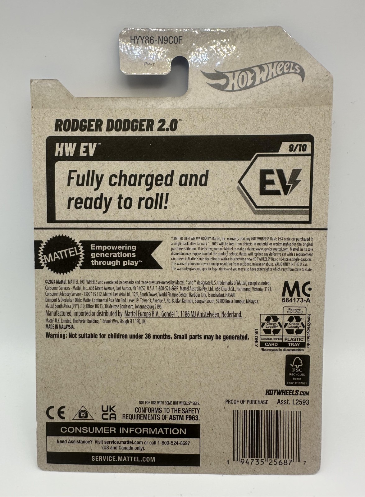 2025 Hot Wheels Rodger Dodger 2.0 #151 HW EV 9/10