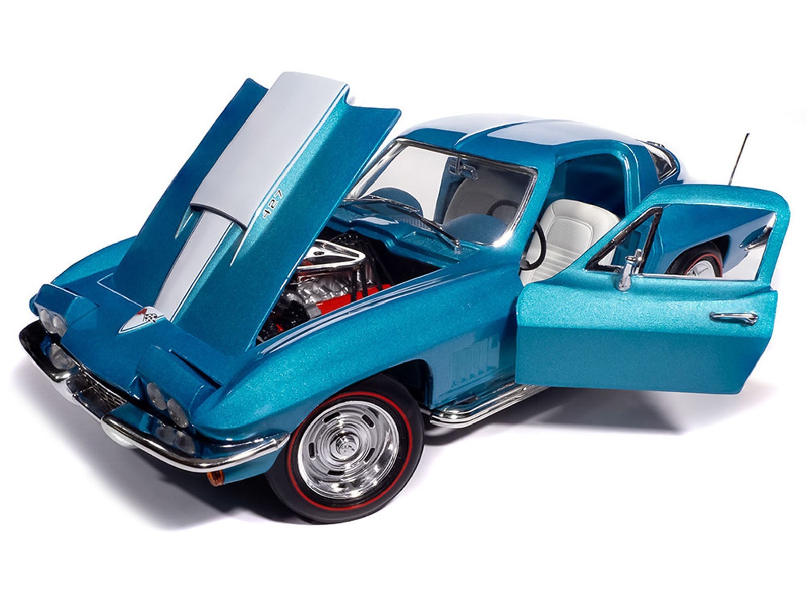 1967 CHEVROLET CORVETTE STINGRAY LIGHT BLUE 1/18 DIECAST BY AUTO WORLD AMM1376