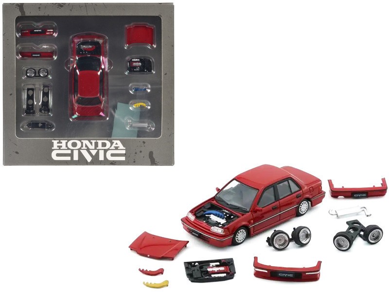 BM 1/64 Die Cast HONDA CIVIC EF2 (LHD) Model Cars (3-PACK) *BLACK-RED-WHITE*