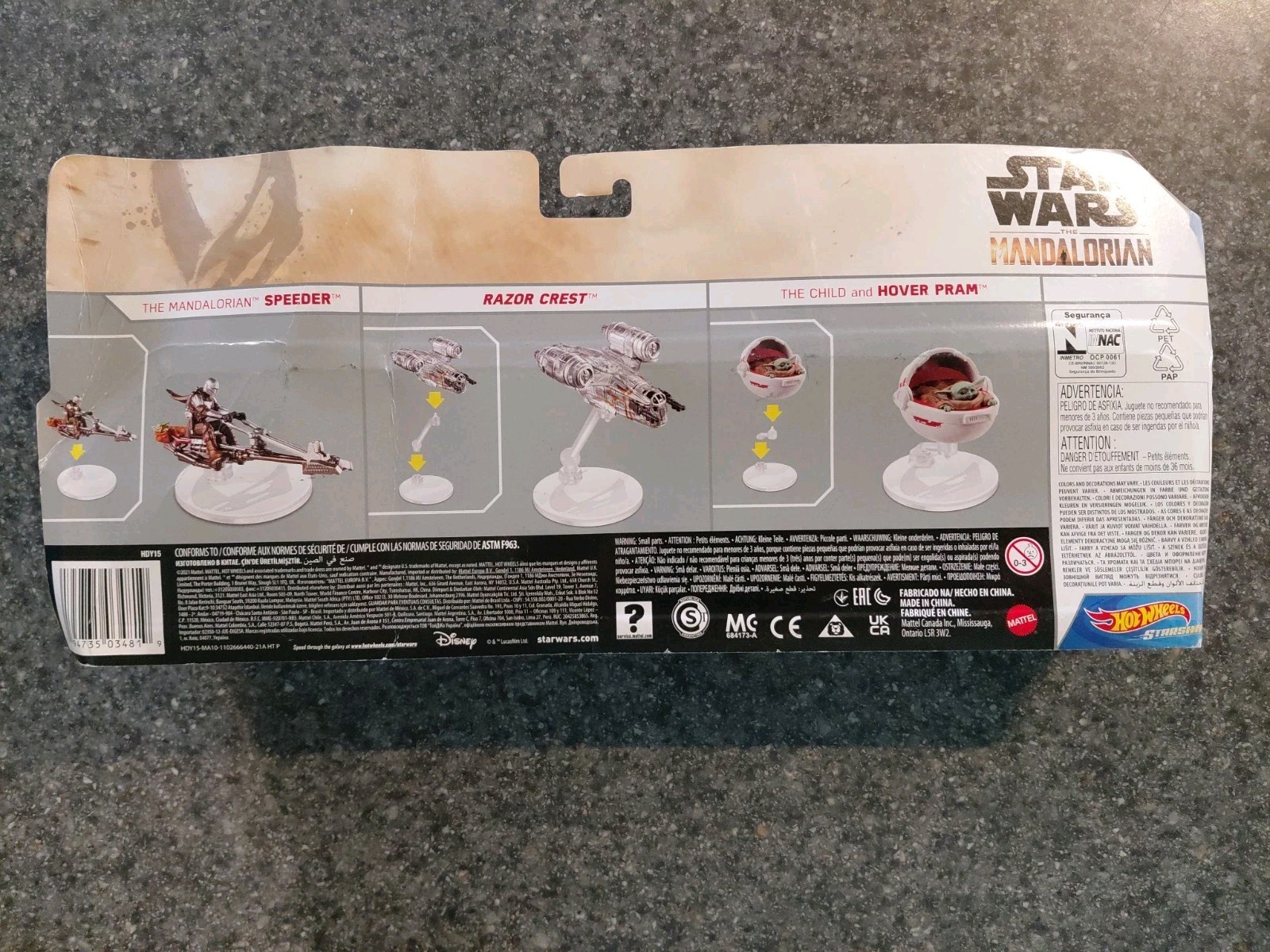 Hot Wheels Star Wars The Mandalorian 3-Pack Speeder Razor Crest Hover Pram NEW
