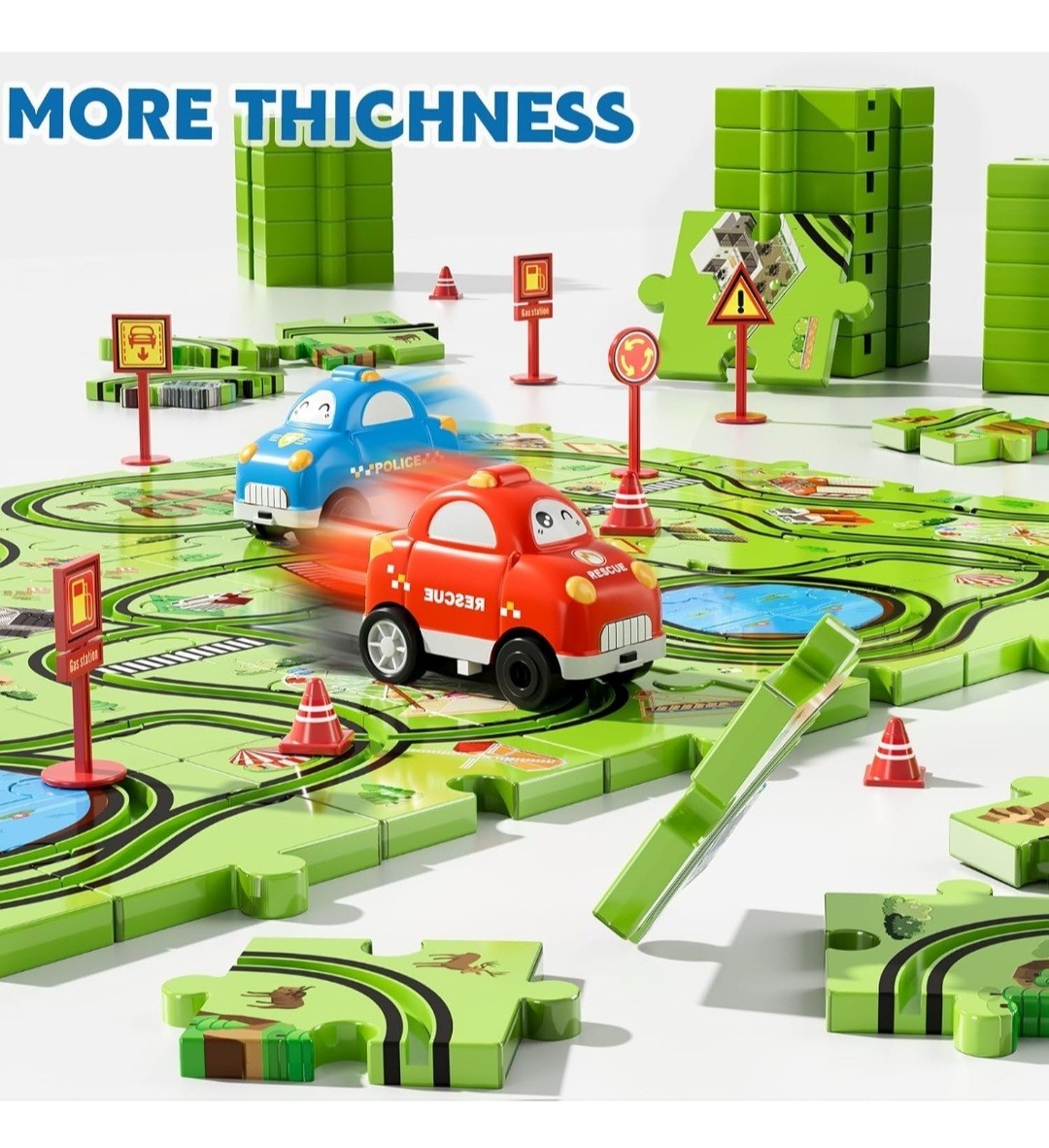 48PCS Puzzle Race Track Car Set for Kids Boy & Girl Floor Puzzle Tracks Car Toys