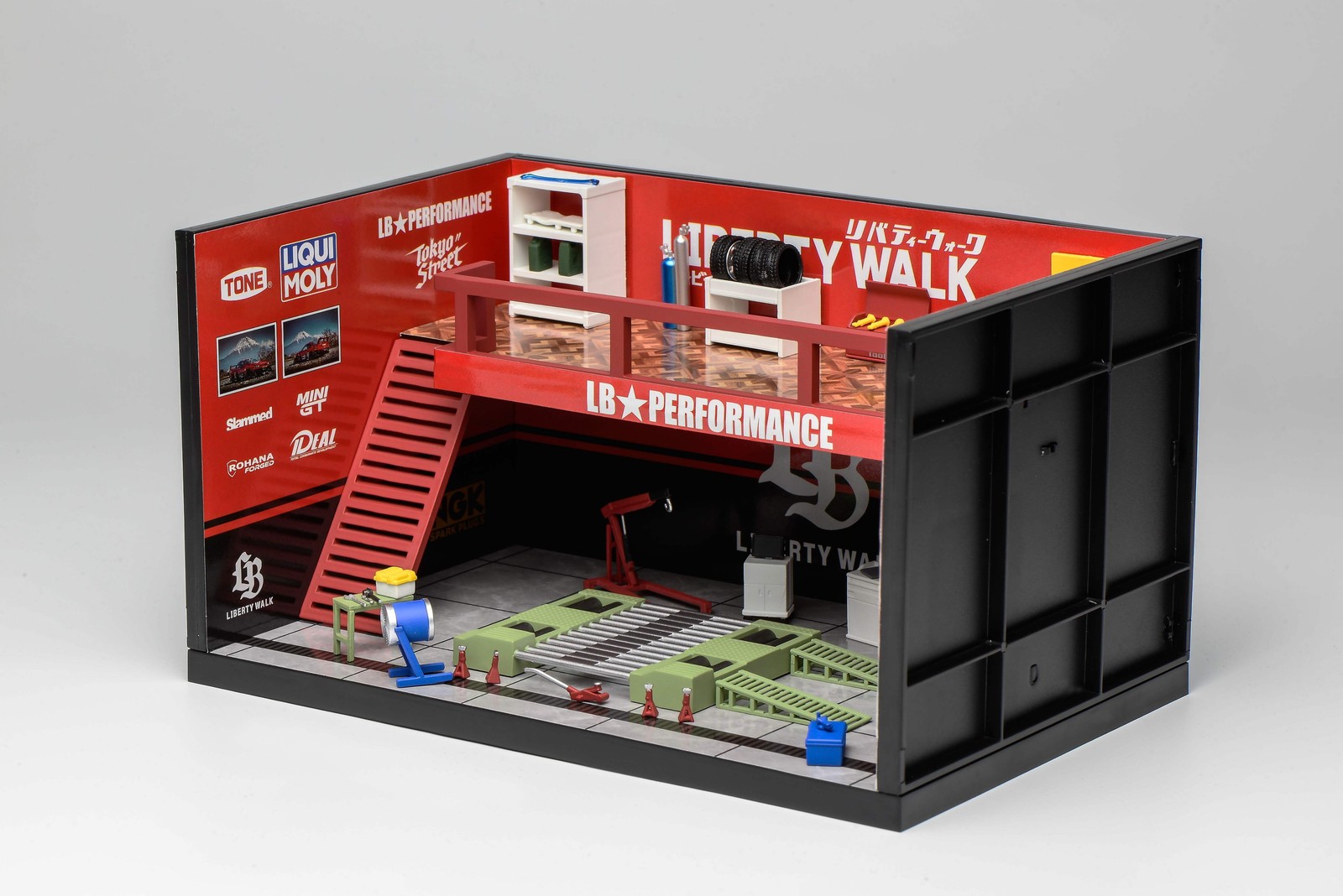 Motorhelix 1/64 Liberty Walk (Red/Black) Garage Diorama