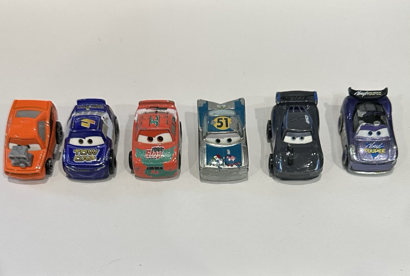Lot Of 6 Disney Pixar Cars Die Cast Mini Racers Snot Rod Storm Sputter