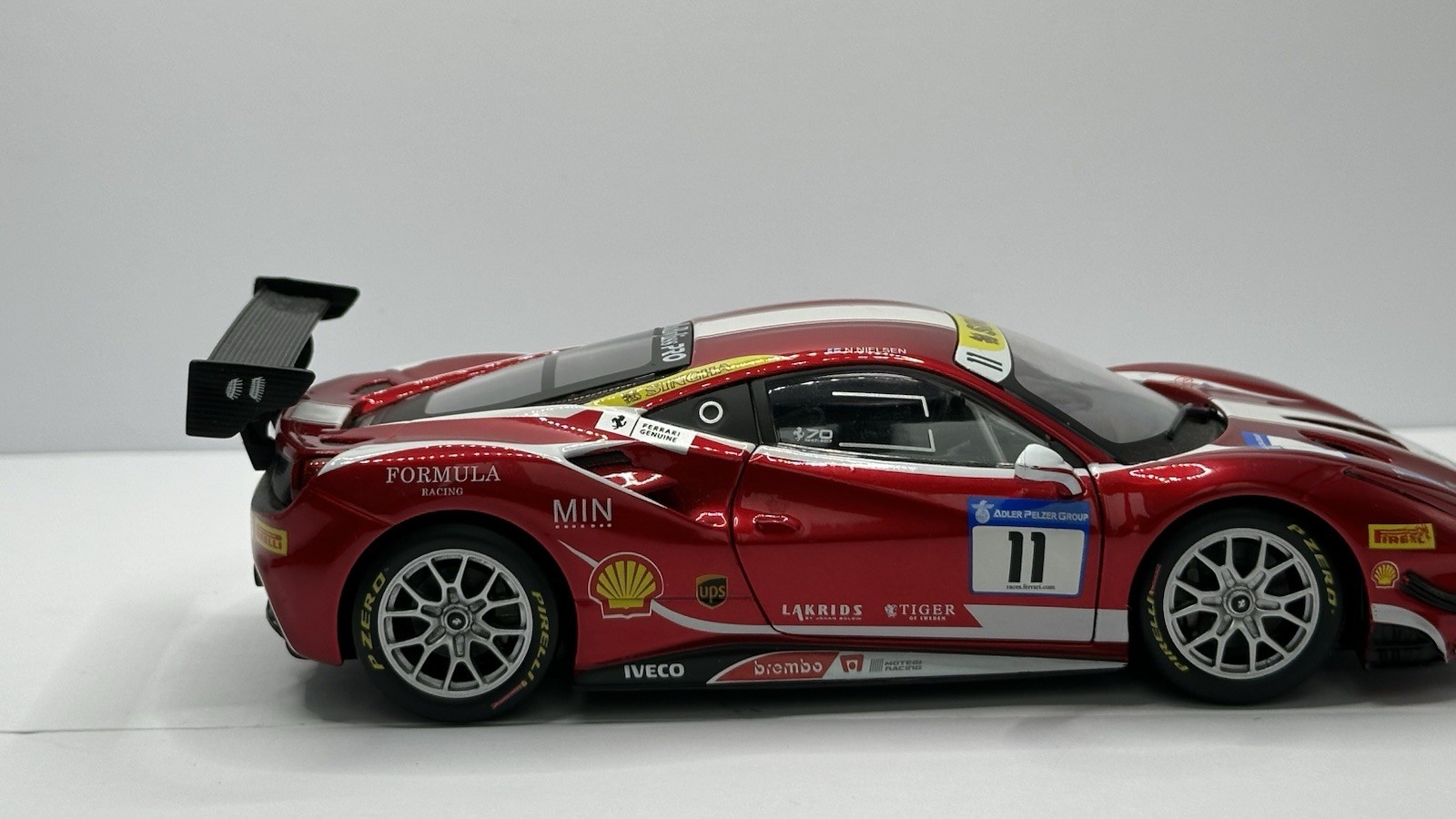 Bburago 1/24 Scale Ferrari 488 Challenge #11 Candy Red with White Accents 26308