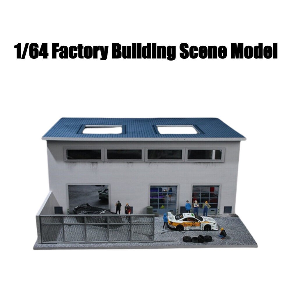 1/64 Diorama Car Garage Model LED Repair Factory Parking Lot Scene Display Model