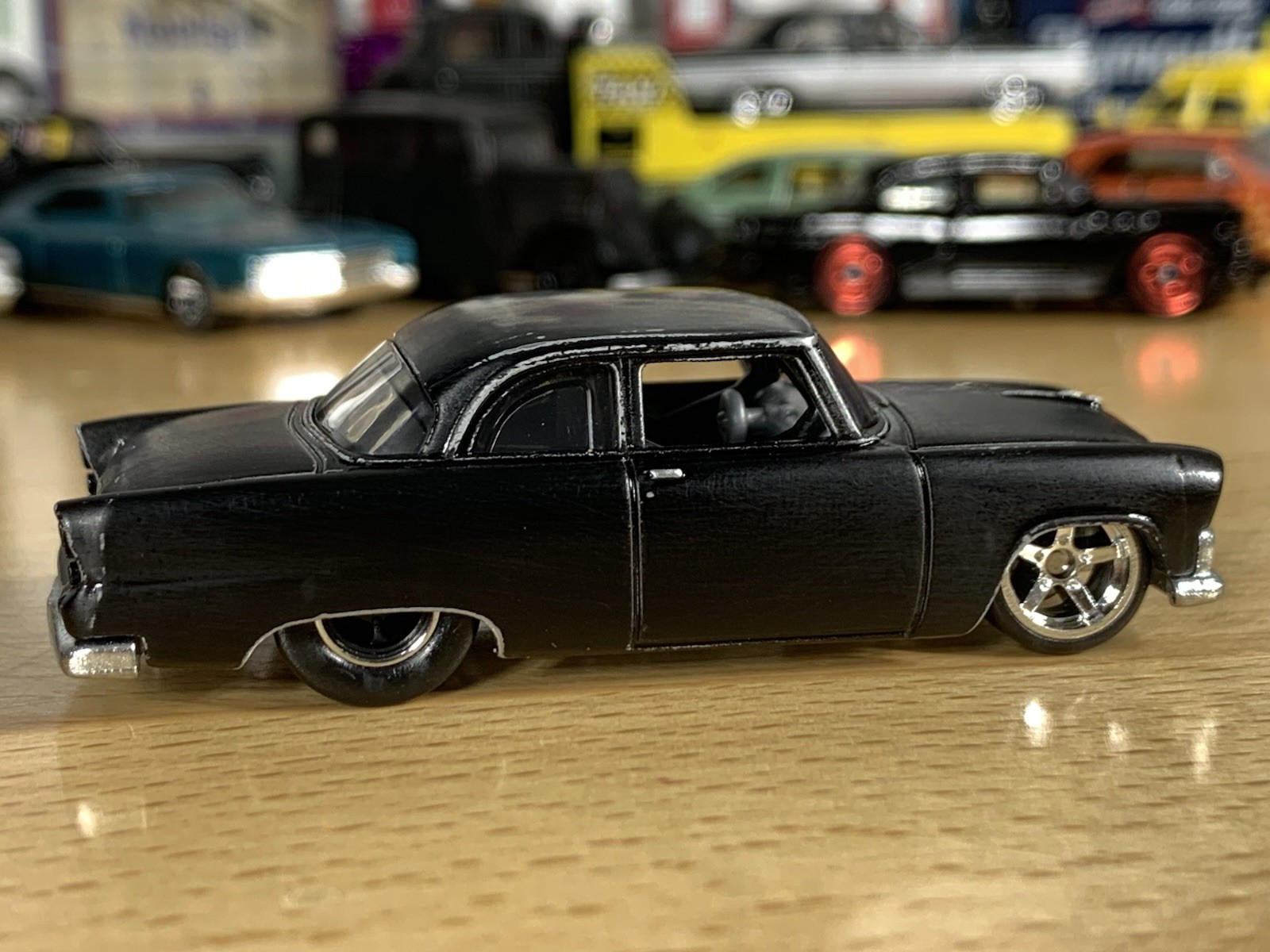 Hot Wheels Customized 1955 Plymouth Savoy Hot Rod Patina Matt Black Metal Base