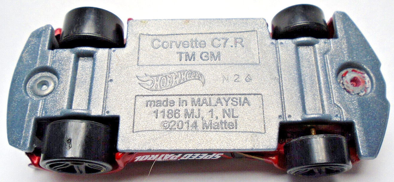 2014 HOT WHEELS CHEVY CORVETTE C7.R SPEED PATROL RED 2 3/4″ DIECAST CAR W/ BLACK
