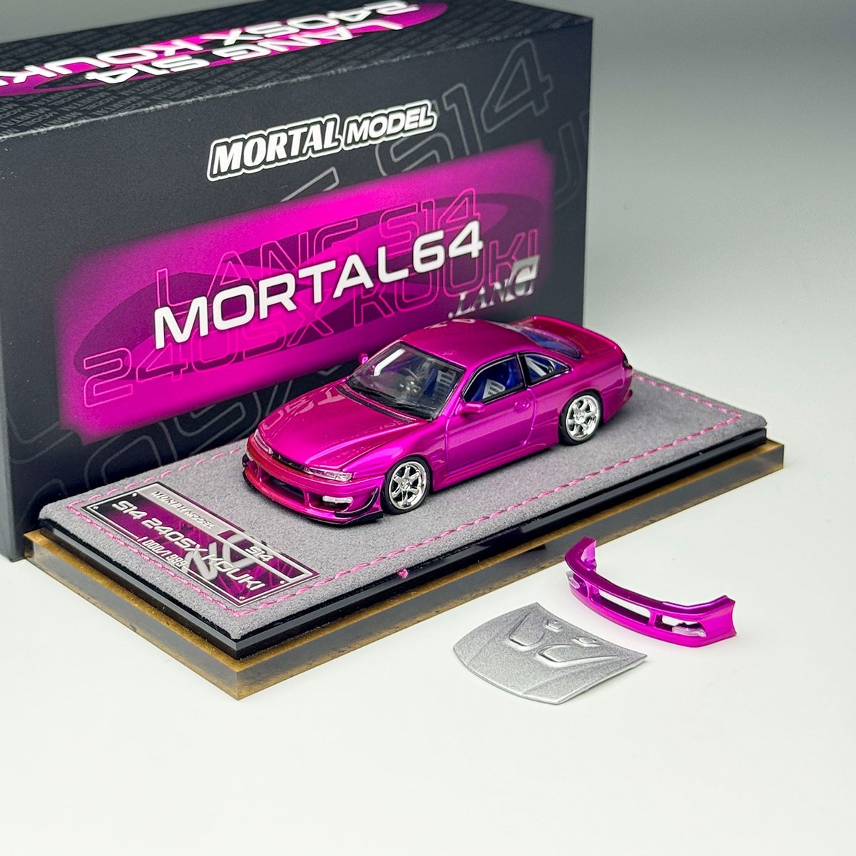 Mortal 1/64 Nissan Lang Silvia S14 240SX Kouki Pink Diecast Car Model