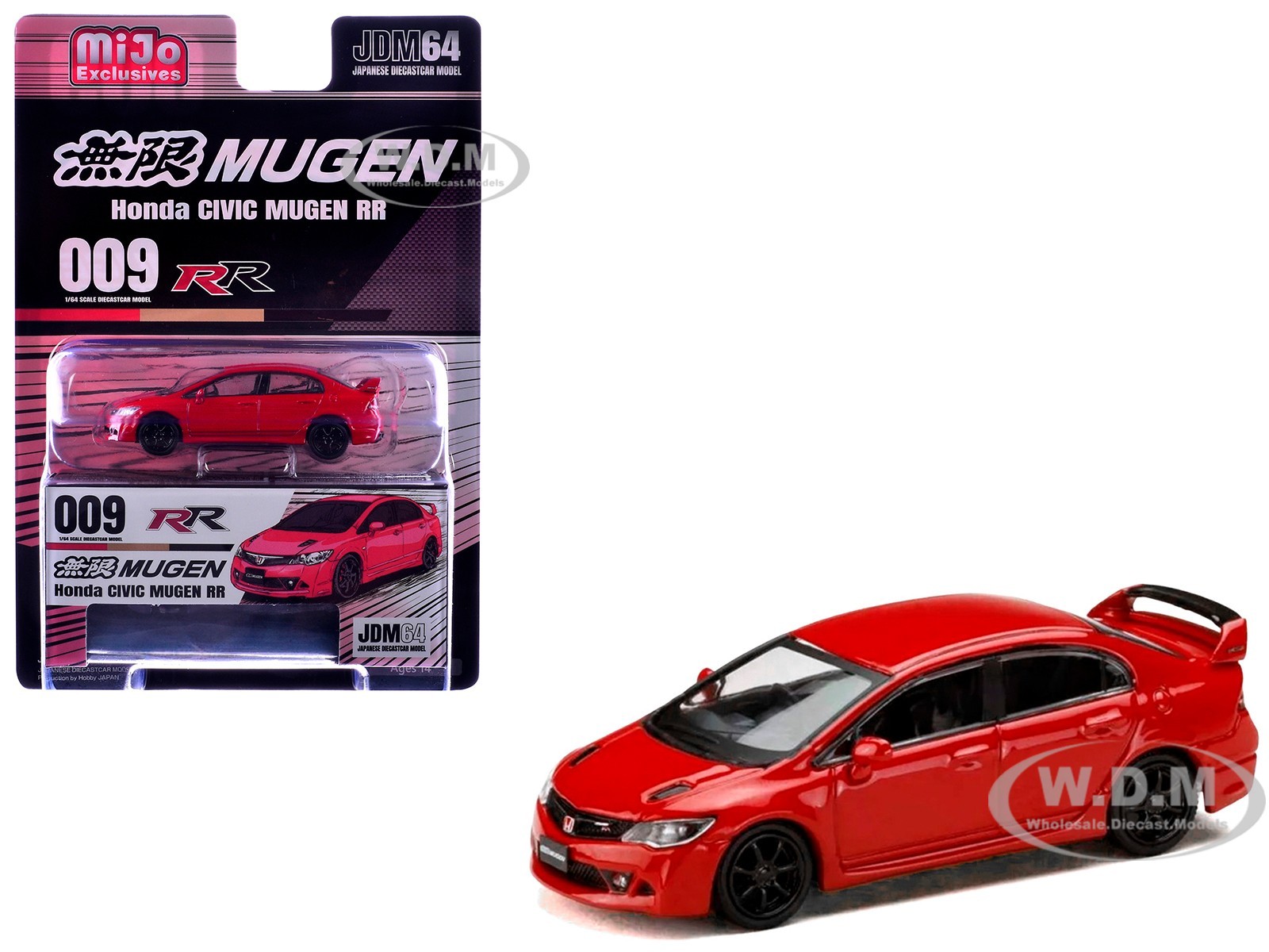HONDA CIVIC MUGEN RR (FD2) RHD MILANO RED 1/64 MODEL BY HOBBY JAPAN HJDM009-15MJ