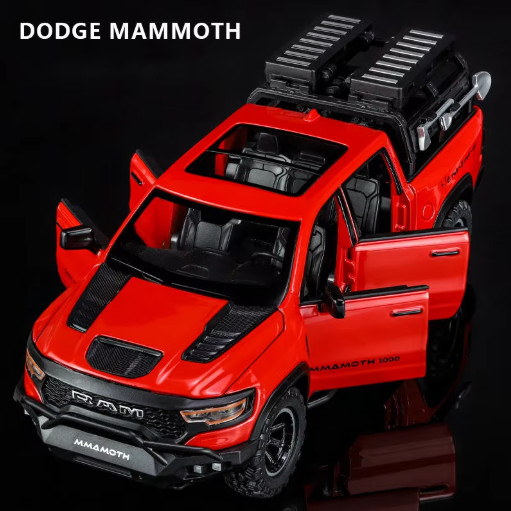 1:32 Dodge RAM 1000 TRX Mammoth Diecast Pickup Truck Sound Light Pull Back Toy