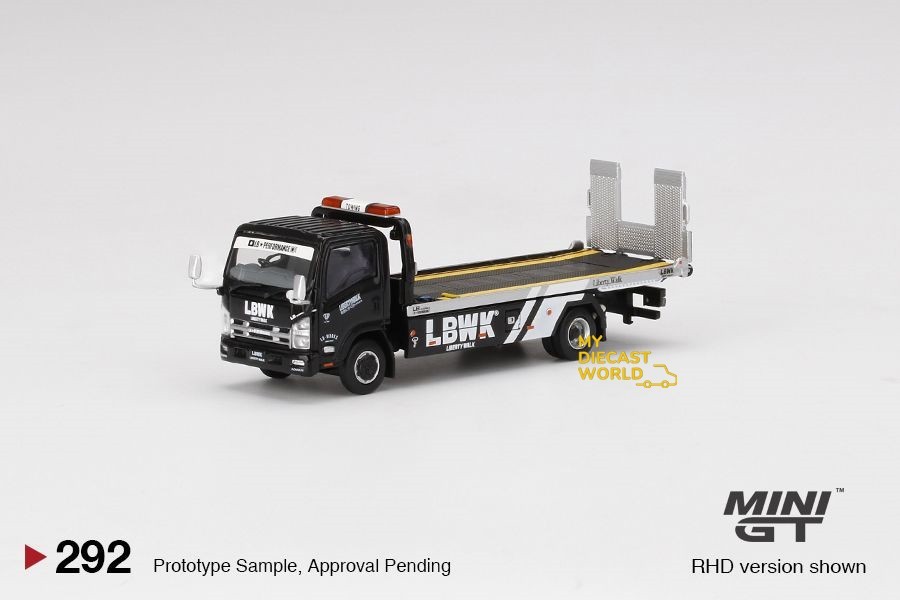 1/64 Mini GT#292 Isuzu N-Series Vehicles Flatbed Car Transport LBWK Black Sealed