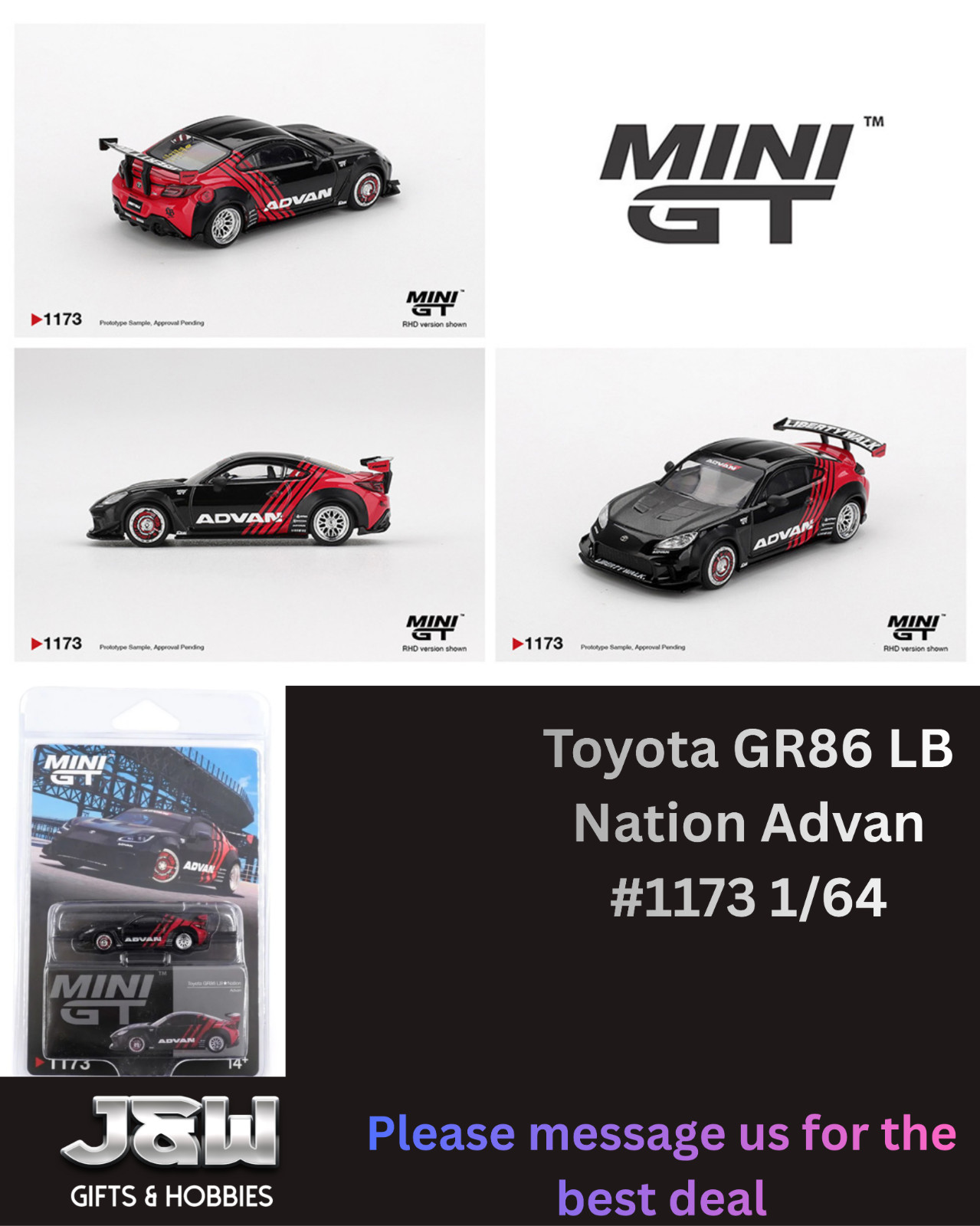 Mini GT Toyota GR86 LB Nation Advan #1173 1/64