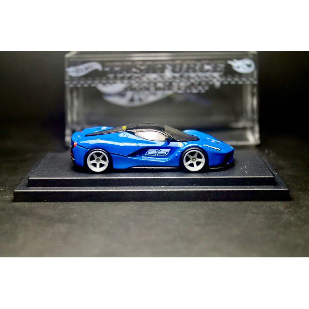 NEW Hot Wheels LaFerrari CUSTOM Replica Blue Rubber Tire Car Display Case
