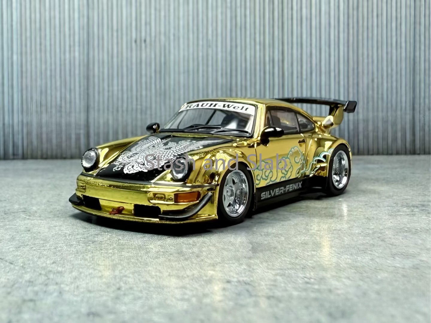 MOTORHELIX 1:64 RWB 964 Silver-Fenix Gold Chrome Toshikazu Nozaka Art 1299