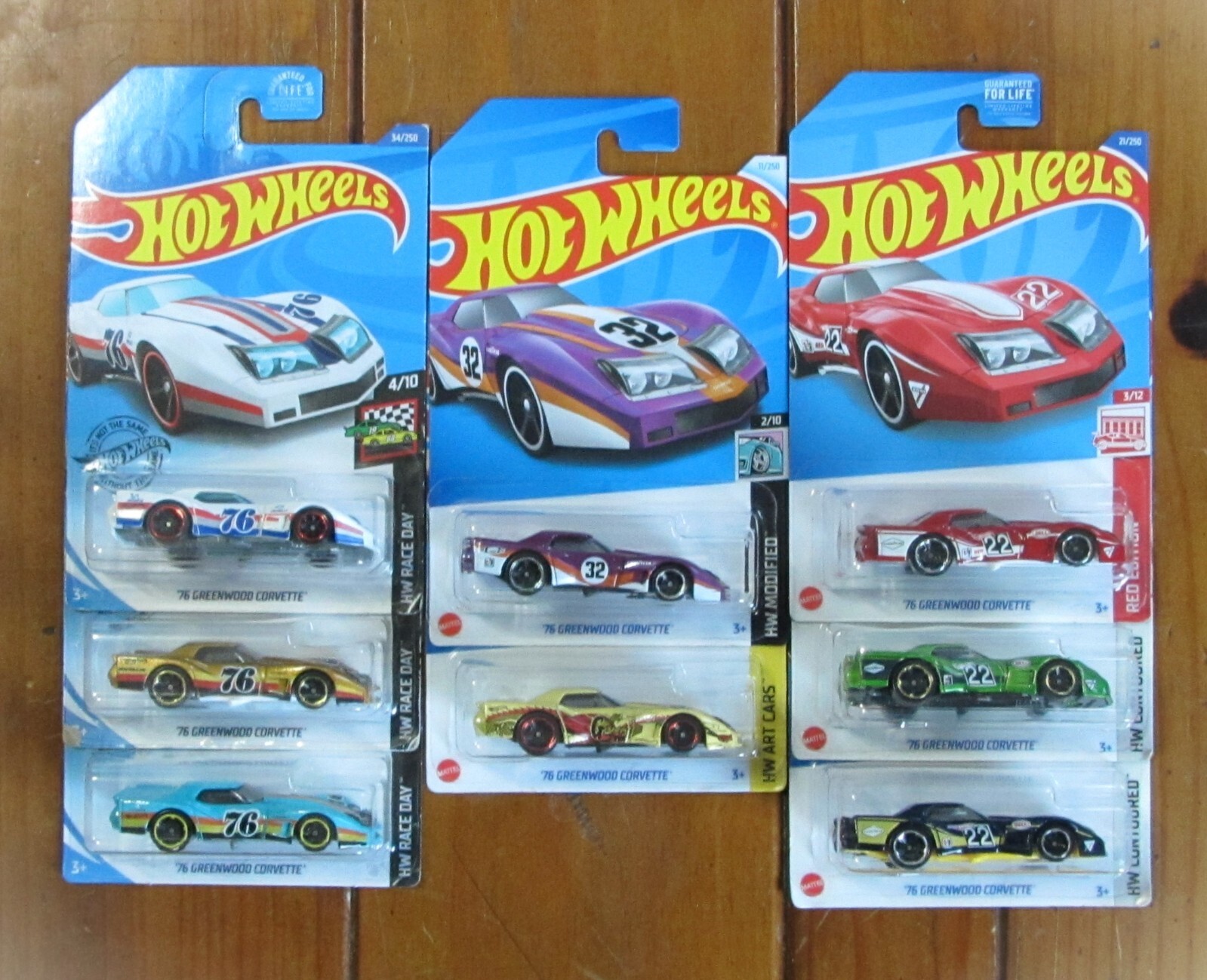 Hot Wheels ’76 GREENWOOD CORVETTE, Lot of 8, Color Variations