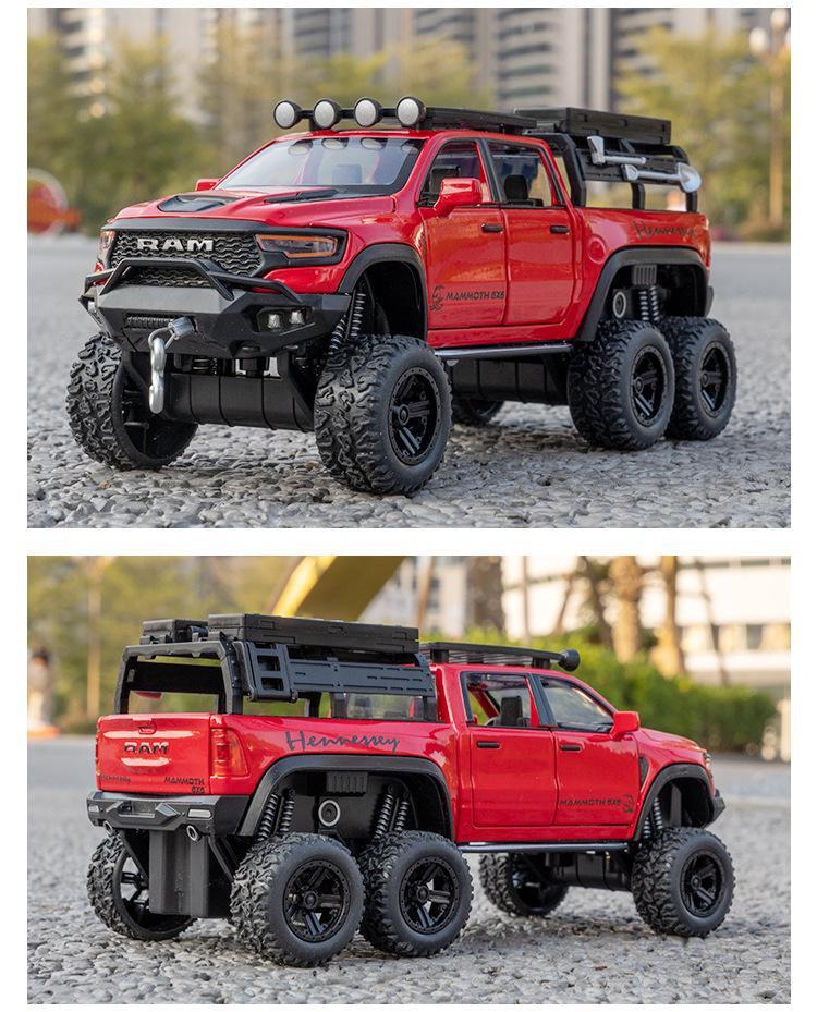 1:32 Dodge Ram 1500 Trx 6*6 Warlord Alloy Diecast Model Car with Sound & Light