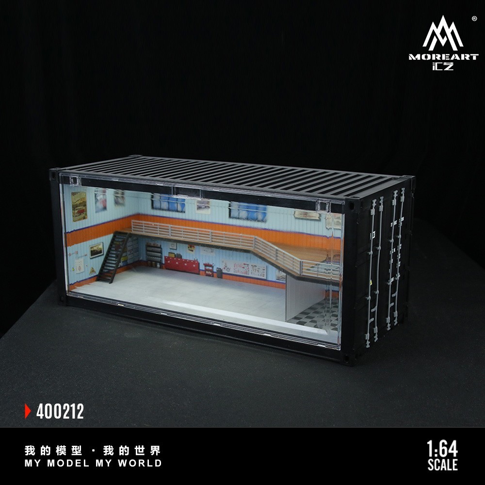 Diorama 1/64 Parking Lot Model LED Lighting Container Garage Display Case Scene